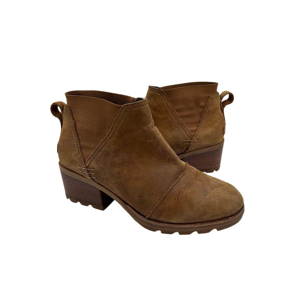 Sorel Cate Chelsea Ankle Booties Tan leather Women’s size 7.5